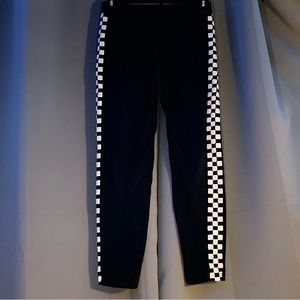 Shein Women's black leggings with checkered print down the sides